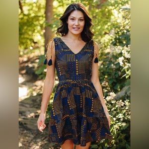 Mata Traders Tassel Tie Dress Celestial sz M